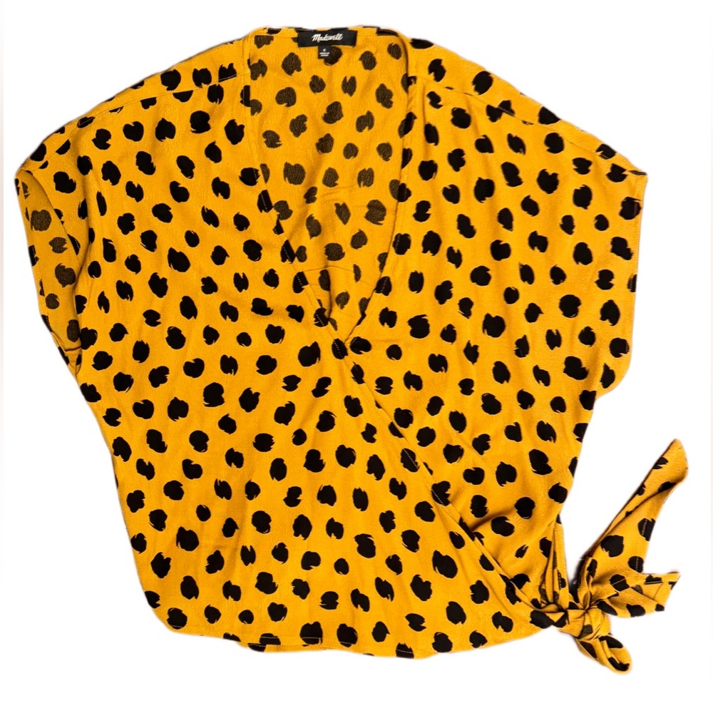 Madewell cheetah print blouse, tie, button size small